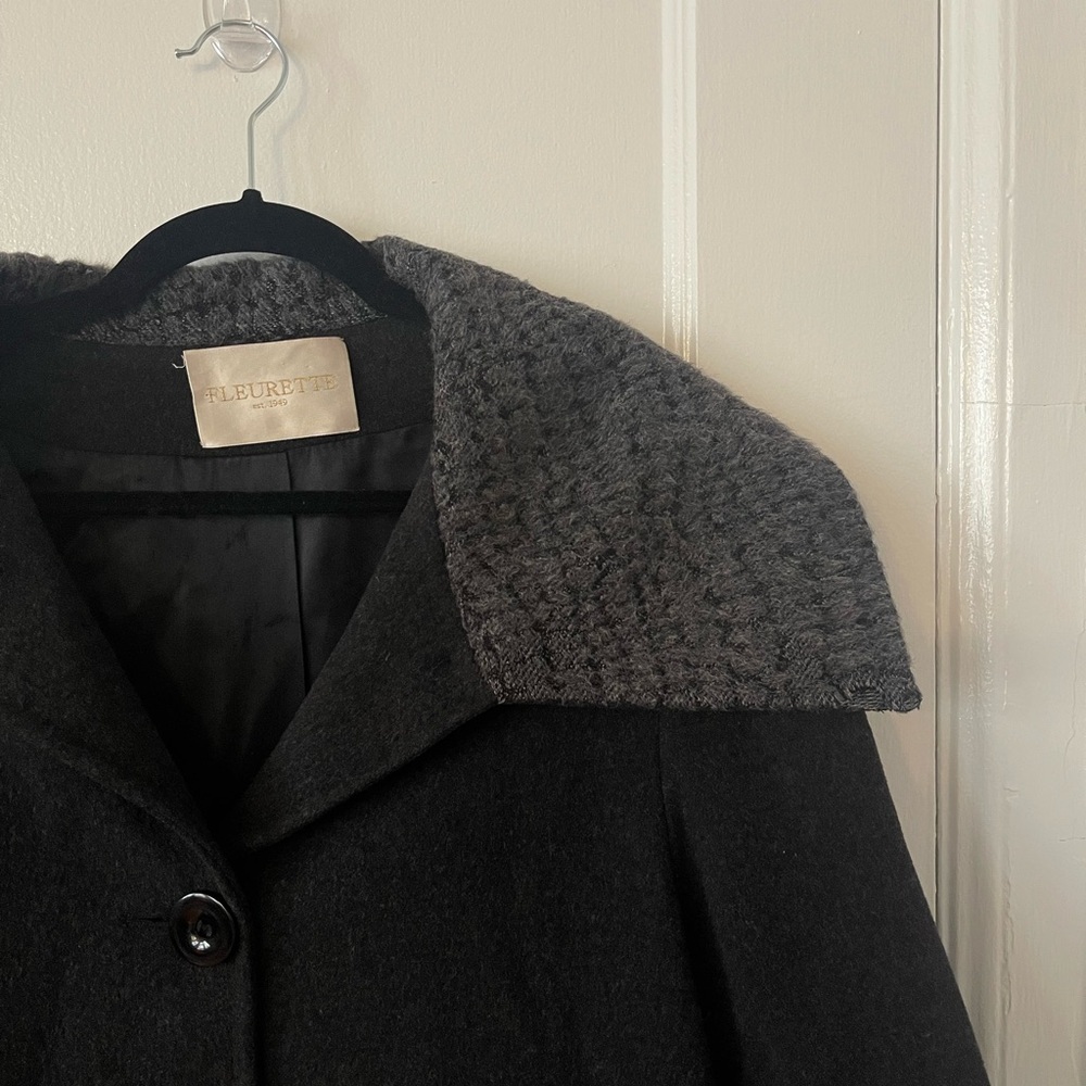 FLEURETTE Loro Piana Dark Gray Alpaca and Wool Pea Coat Made in the USA - Picture 2 of 16